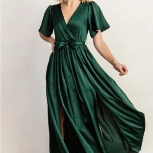 Baltic Born Sicily Satin Maxi Dress I Emerald